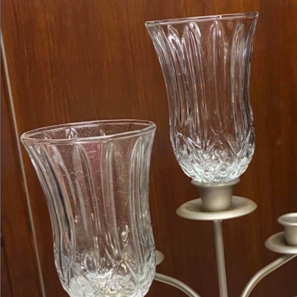 Home interiors diamond cut Clear Glass Tiffany candle holders cups - Picture 9 of 10